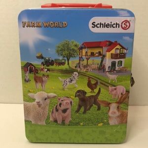 Schleich Farm World 8 inch Metal Animal Figurines Storage Carrying Box 2018